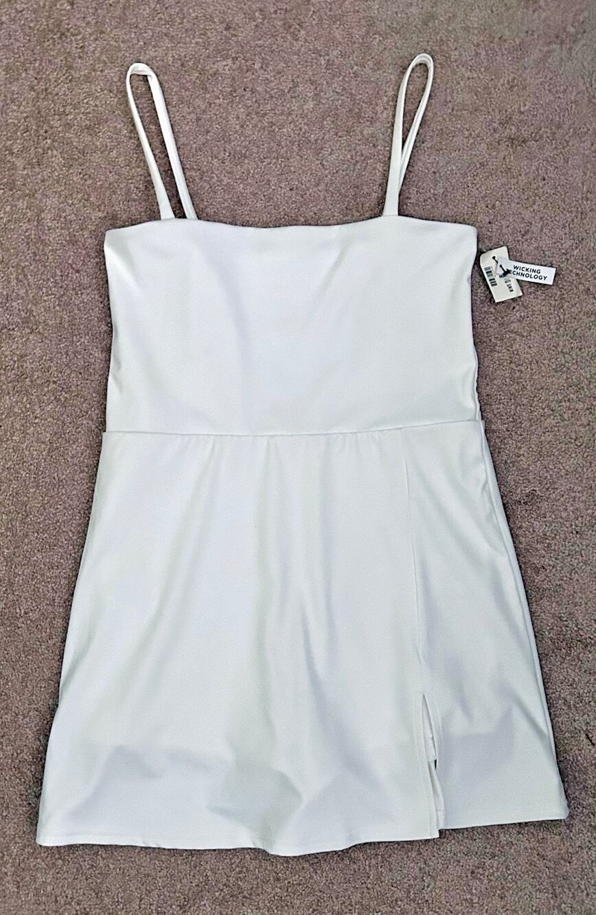 NWT Aeropostale White Active Mini Dress w/ Built-in Shorts, Moisture-Wicking, M